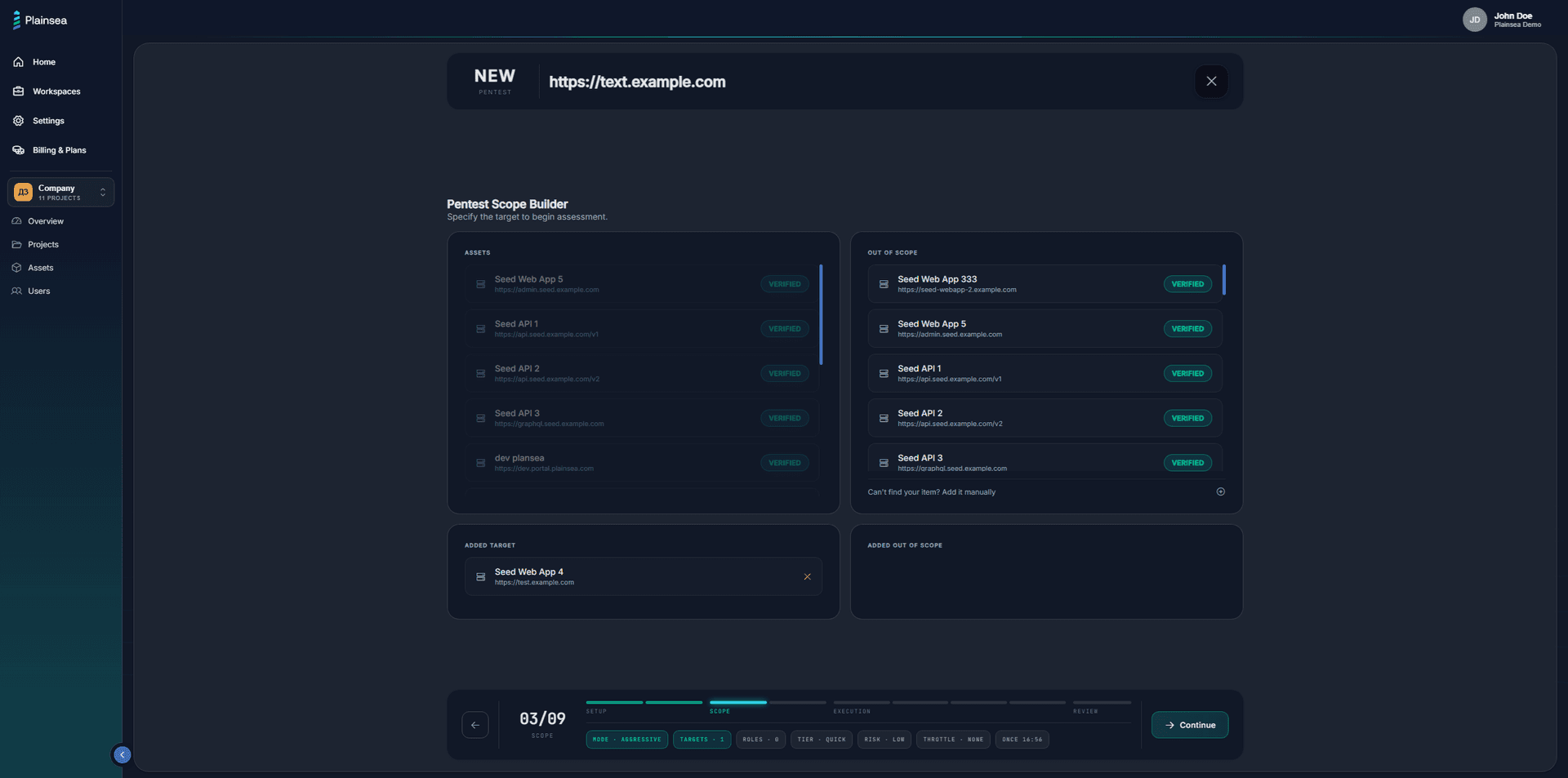 Set scope, target assets, and rules of engagement.